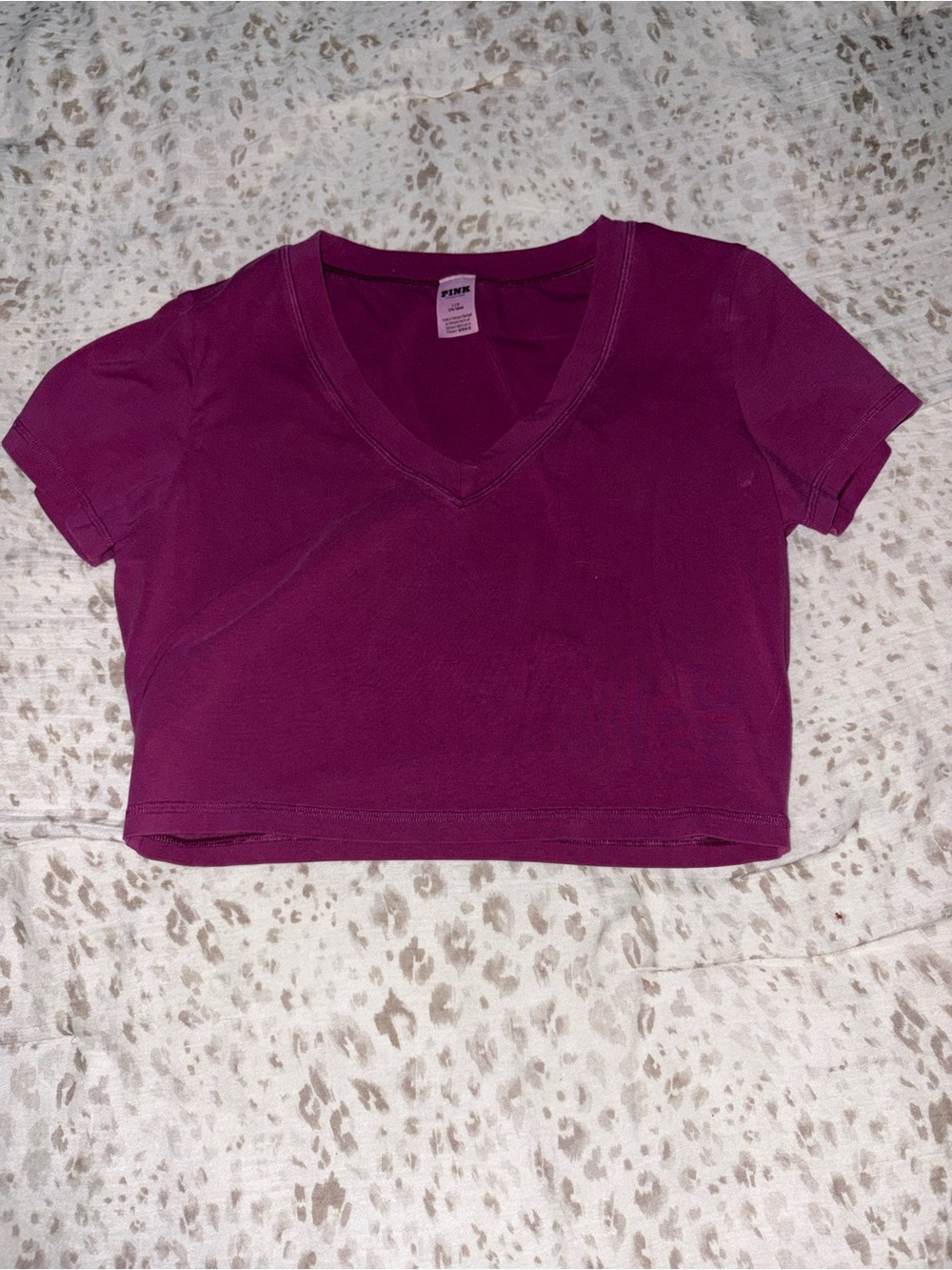 PINK Victoria's Secret V-Neck Crop Top in Magenta with built in bra